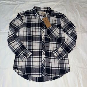 Dark Blue And White Plaid Flannel